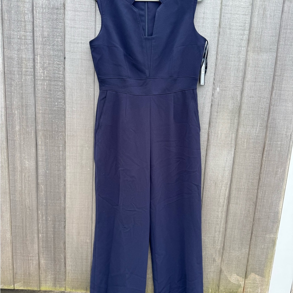 Sleeveless Tahari Navy Wide-Leg Jumpsuit (NWT)